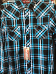 Rock & Roll Cowboy Blue & Black Long Sleeve Pearl Snap