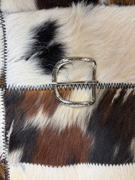 Thin Tooled Silver Belt Buckle