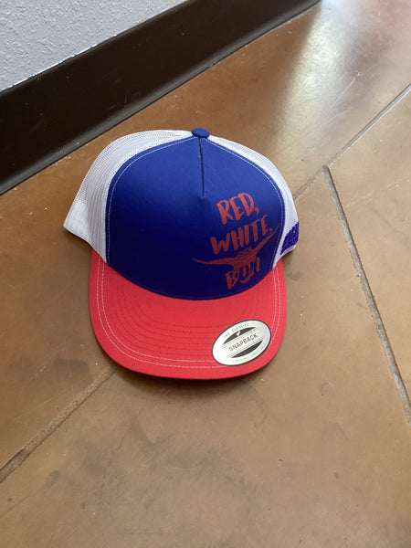 Red, White, and Bull Dale Brisby, Rock and Roll Denim Hat