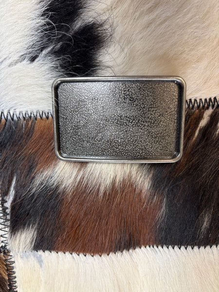 Square Silver Textured Belt Buckle