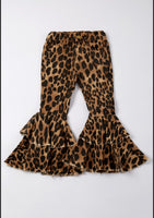 Girls Cheetah Denim Flares