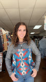 Aztec and Gray Quarter Zip Sweatshirt