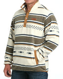 Men’s Cinch Fleece Pullover- Cream And Navy