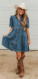 Denim button up dress