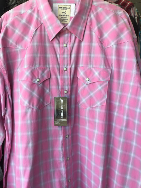 Panhandle Rough Stock Pink & Gray Long Sleeve Pearl Snap