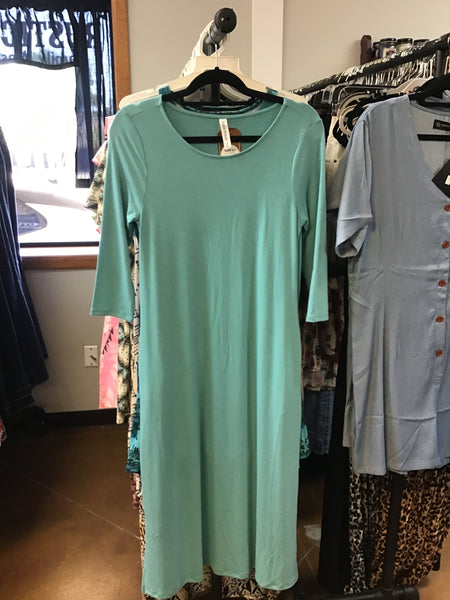 Zenana Ash Mint Half Sleeve Dress with Pockets