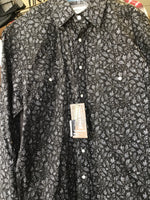 Panhandle Rough Stock Black Floral Long Sleeve Pearl Snap