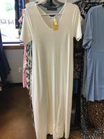Zenana White V-neck T-Shirt Dress with Pockets