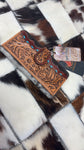 American Darling tooled leather and cowhide wallet