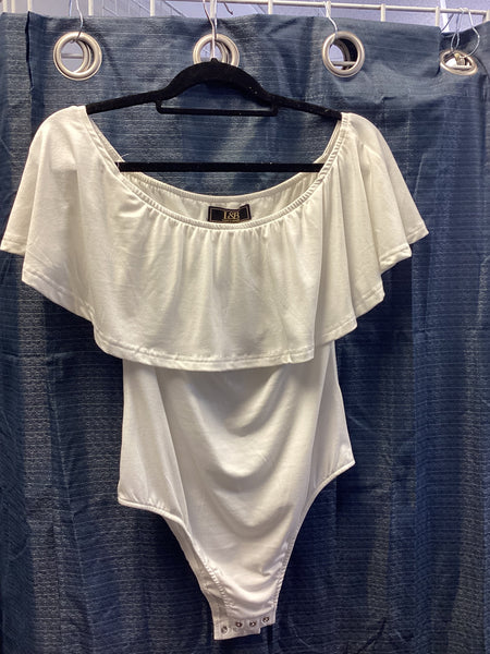 L&B White Ruffle Bodysuit