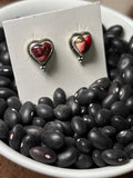 Rose Dahlia Heart Earrings
