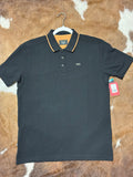 Mens Kimes ranch black and gold polo