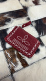 Small Red Boot-stitched Leather Wallet
