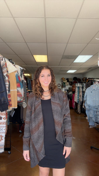 Mohair Gray/ Brown Cardigan