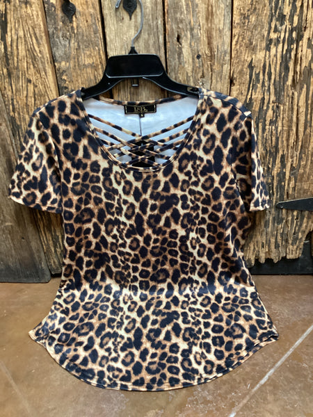 L&B Leo Crisscross Round Neck Top