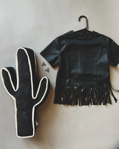Kids Black Fringe Shirt