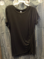 Black Basic Ruched T-Shirt