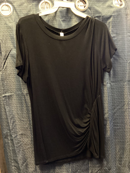 Black Basic Ruched T-Shirt