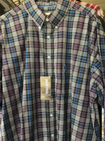 Panhandle Rough Stock Black & Purple/ Blue Plaid long sleeve Button up