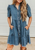Denim button up dress