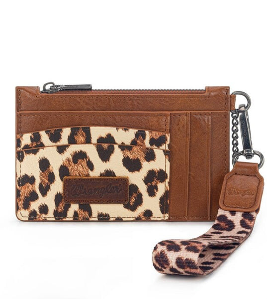 Small Wrangler Cheetah Print and Leather Keychain Wallet