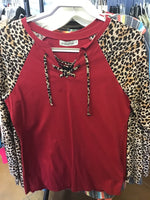 Sunshine and Rodeos Lace up Burgundy and Leo Crewneck