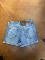 L&B Girls High Rise Patched Distressed Denim Shorts