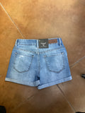 L&B Girls High Rise Patched Distressed Denim Shorts