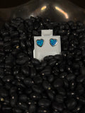 Opal Blue and Sterling Silver Heart Earrings