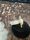 Pink conch heart adjustable ring
