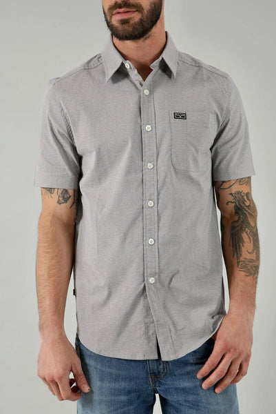 Kimes Ranch Mens Gray Short Sleeve Pearl Snap