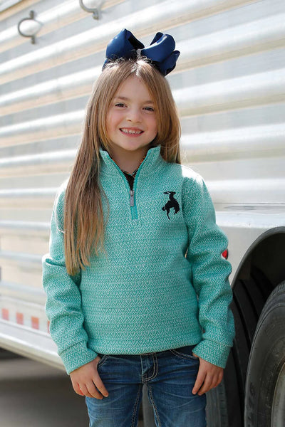 Kids Cruel Girls Turquoise Quarter Zip Pullover