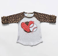 Girls Raglan Baseball Heart