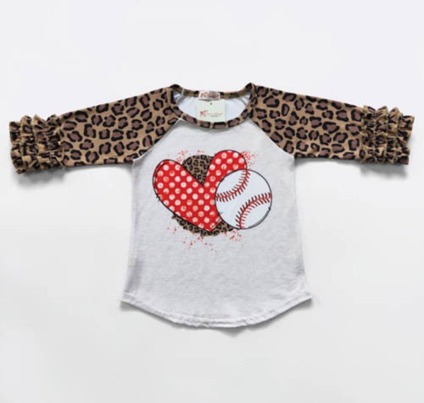 Girls Raglan Baseball Heart