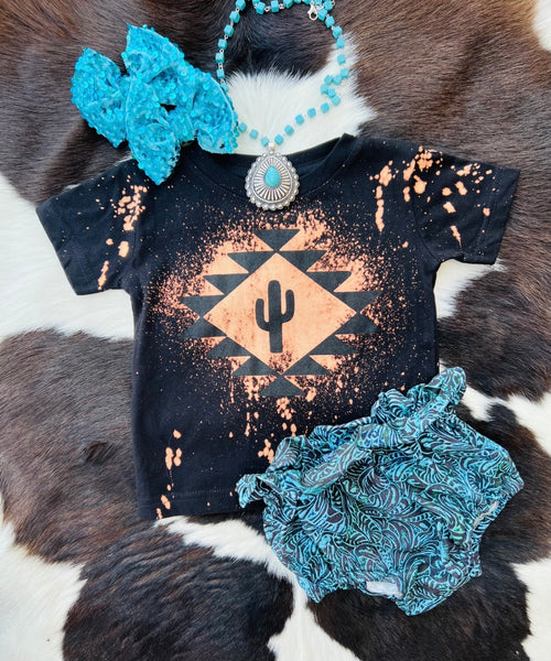 Kids bleached Aztec cactus T-Shirt