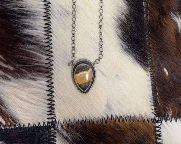 Scott Skeets Bumble Bee Jasper Sterling Silver Bar Necklace (light option)