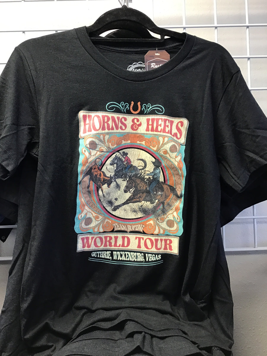 Horns and Heels Team Roping World Tour Woman’s T-Shirt – Rustic Cactus ...