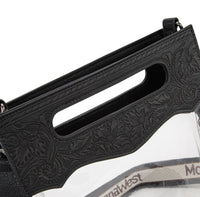Black Fringe Clear Stadium Crossbody with Detachable Pouch