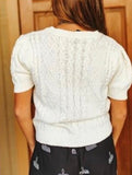 White Puff Sleeve Sweater Top