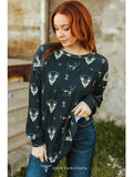 L&B Black Buffalo Printed Long Sleeve Top