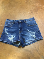 Sterling Kreek Distressed Denim Shorts - Dark Wash