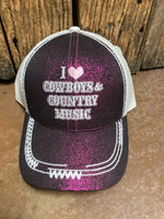 I ❤️ Cowboys and Country Music Hat - Pink Sparkles