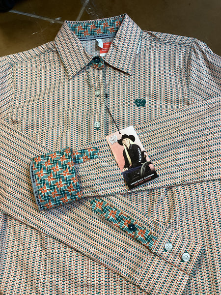 Women’s Cinch Orange/Green Button Up