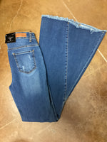L&B Medium Wash Lightly Distressed Flare Jeans