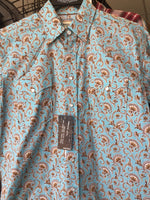 Panhandle Rough Stock Antique Blue long sleeve Pearl Snap
