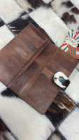 O’hlay tooled leather and cowhide wallet
