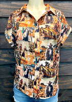 L&B button down cowboy print shirt