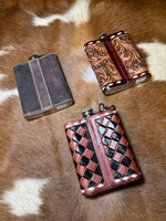 8 oz Leather covered flasks (multiple options)