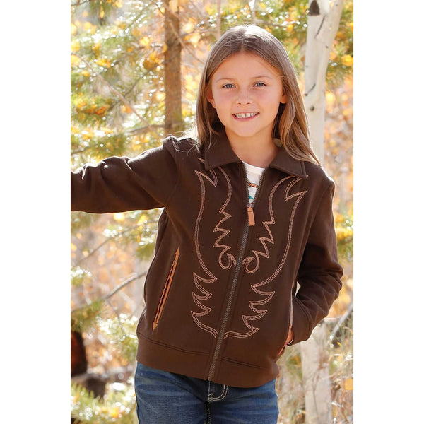 Kids Cruel Girls Brown Bootstitch Bomber Jacket