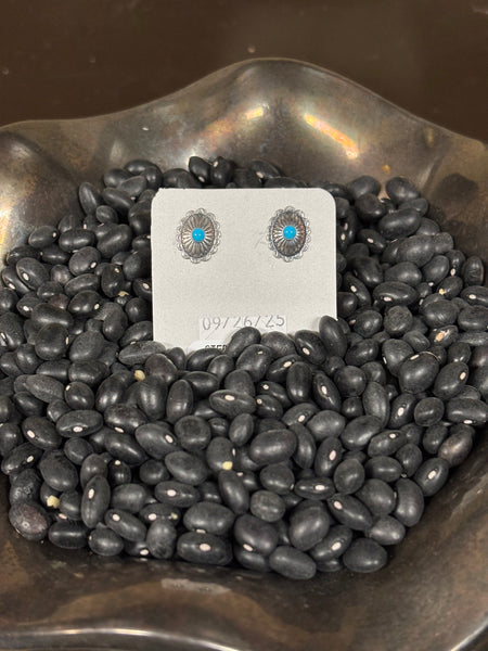 King man Turquoise and Sterling Silver Concho Earring